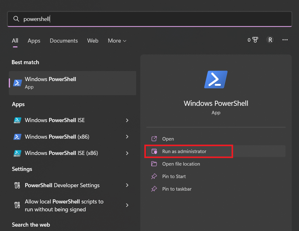 Launch the PowerShell