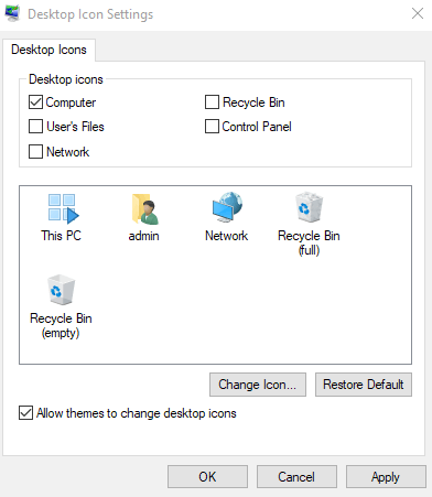 remove icons from desktop