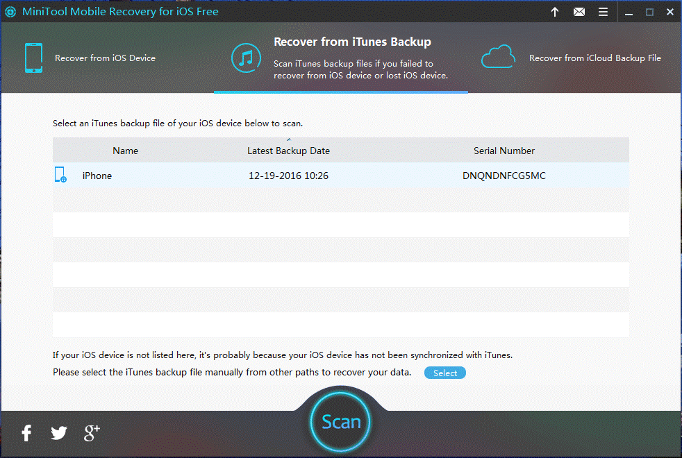 iTunes backup file