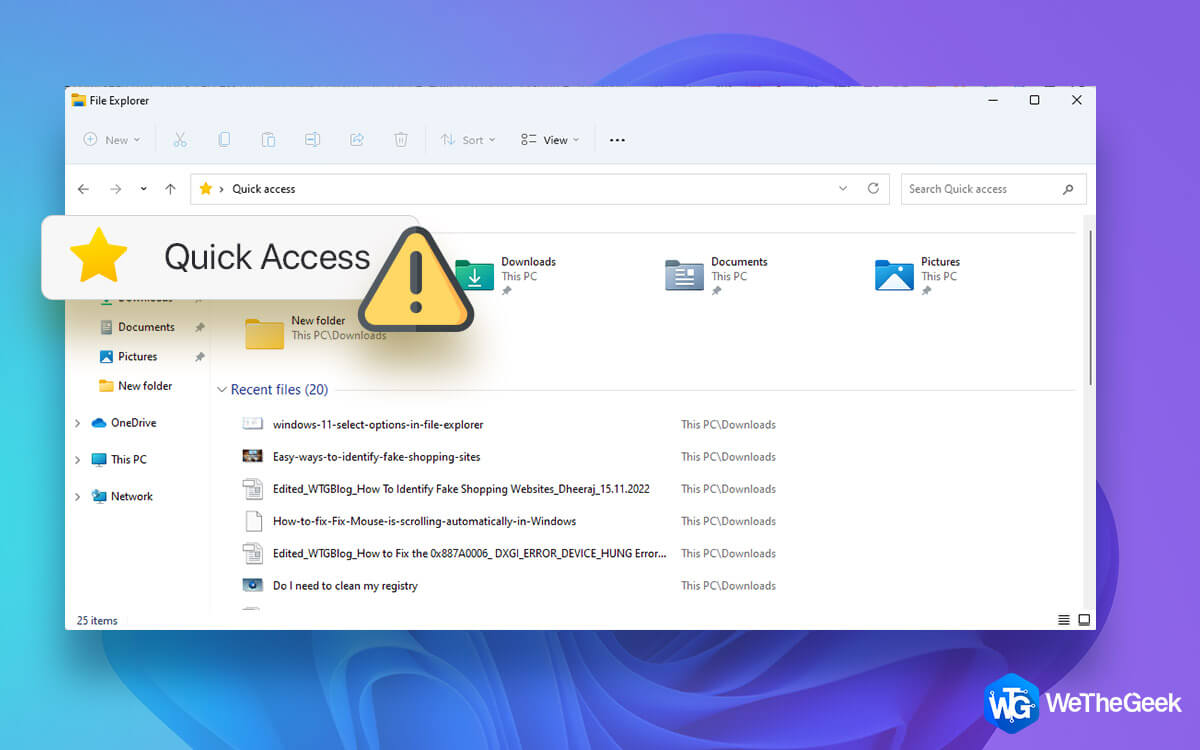 Quick Access not Working on Windows 11
