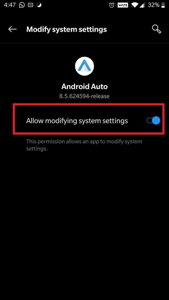 Modify system setting