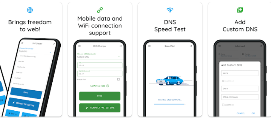 DNS Changer & Net Speed Test application