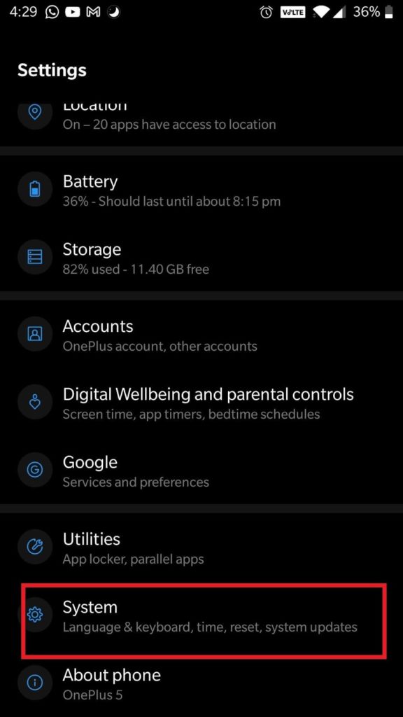 setting system