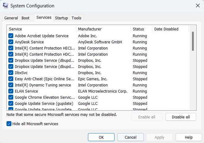 system configuration