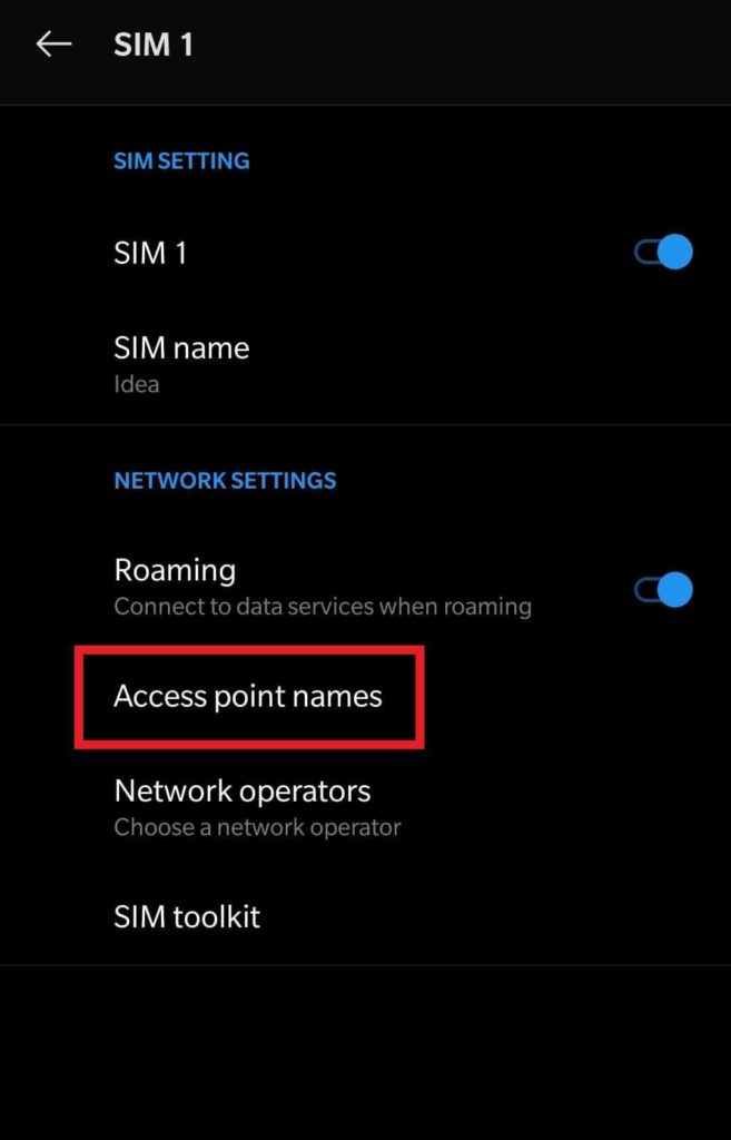 Access point names