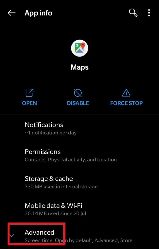 Advanced setting