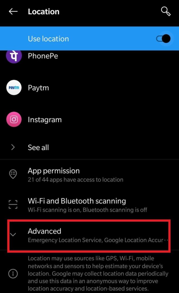 Advanced option