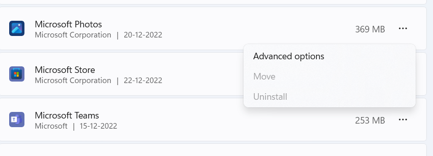 Advanced options