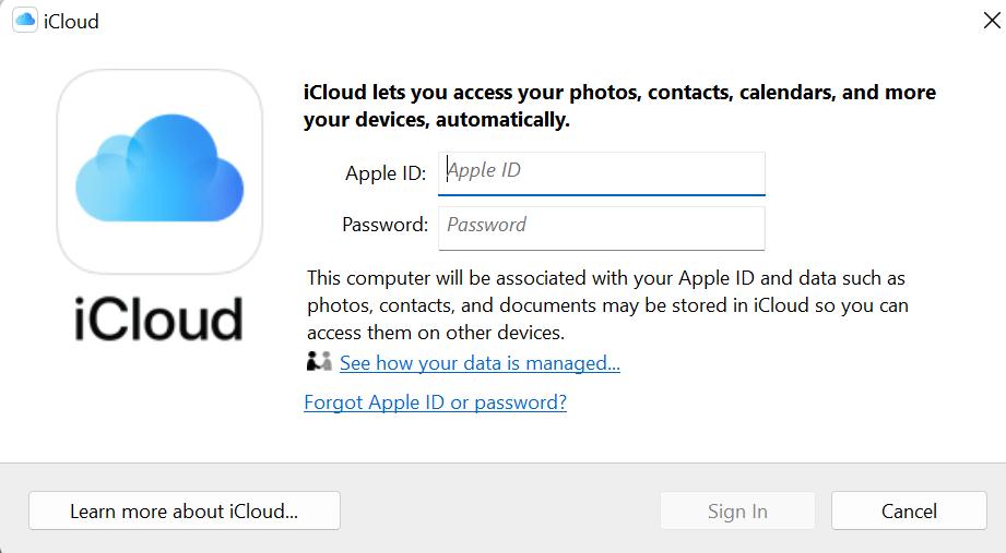 Apple ID to log into iCloud