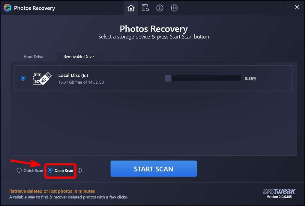 photos recovery deep scan
