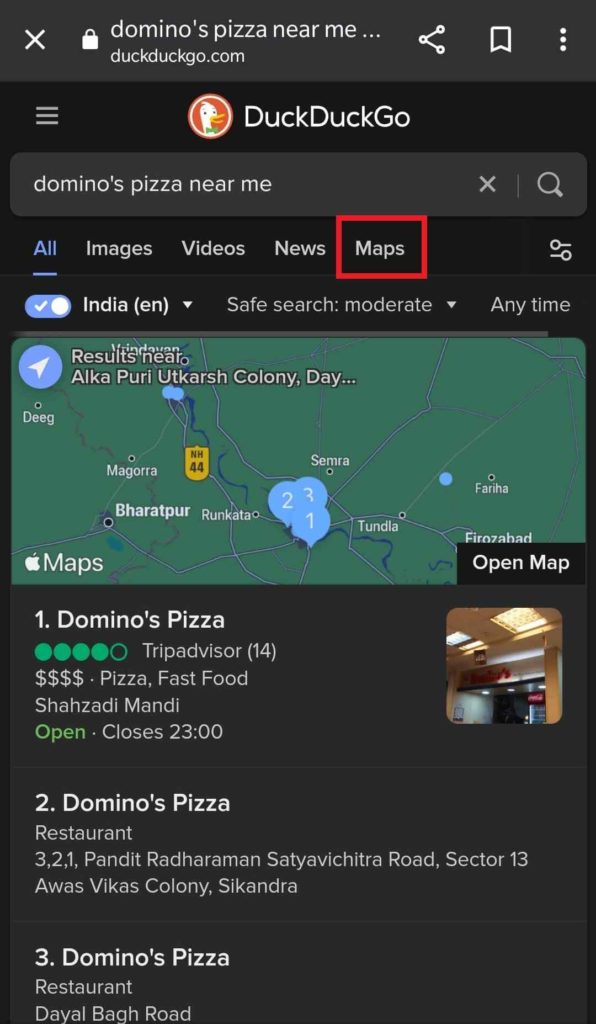 DuckDuckGo map