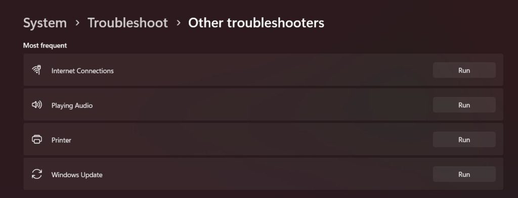 Other Troubleshooters