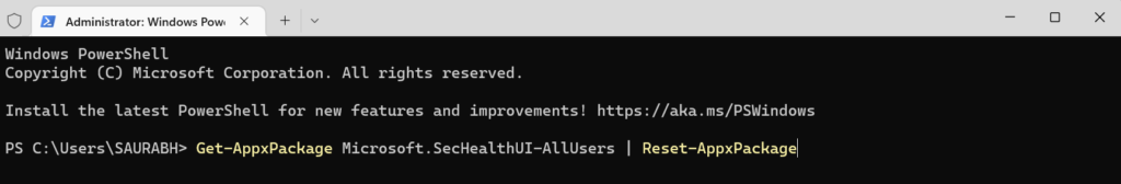 Reset-AppxPackage