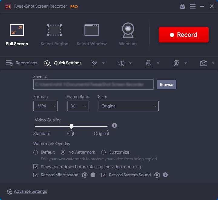 TSR Quick Settings