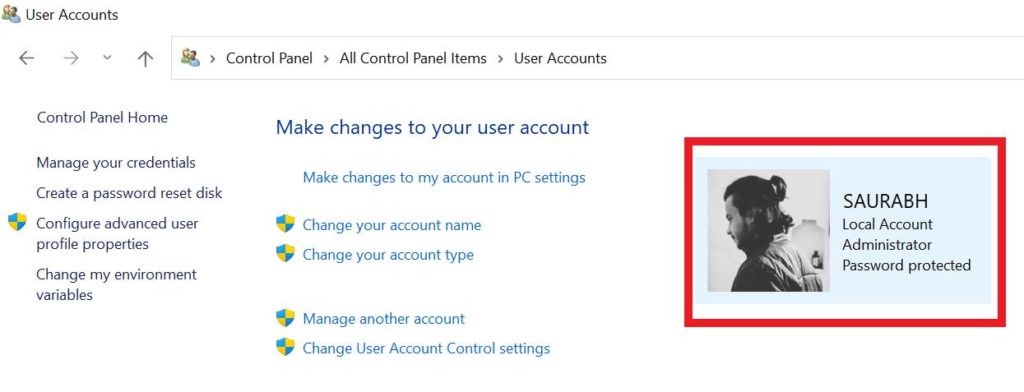 user account