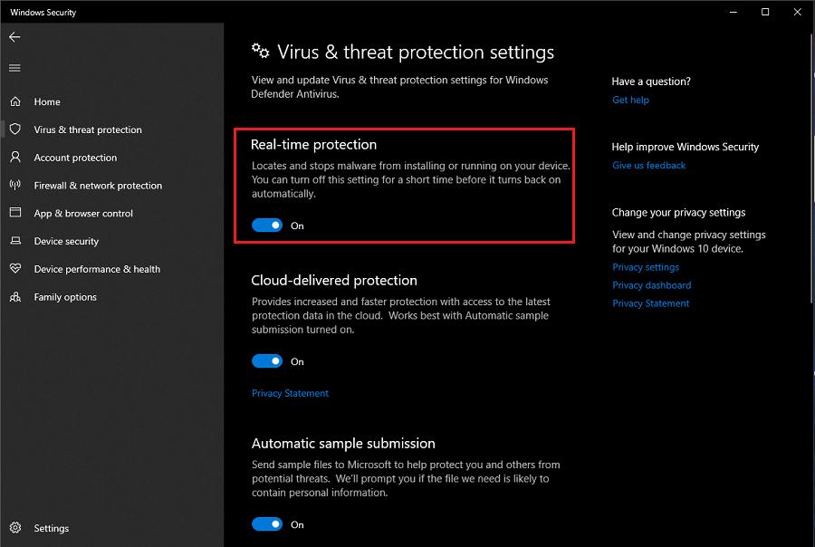 disable antivirus