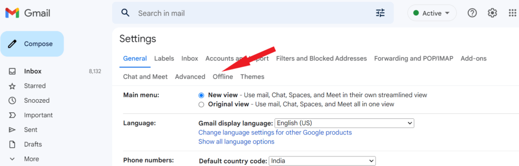 settings page