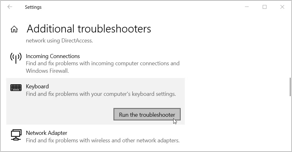 Additional troubleshooters