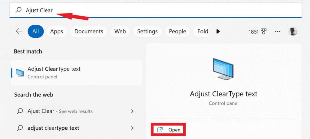 Adjust ClearType Text