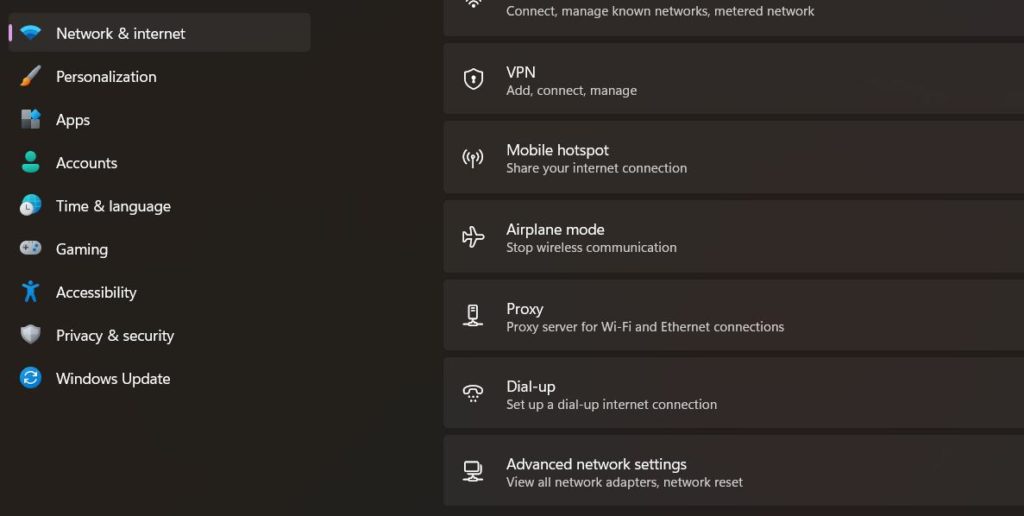 Advanced Network Settings