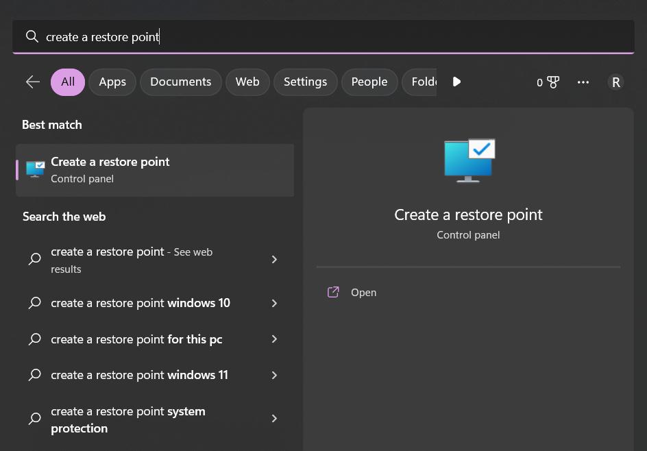 Create a Restore Point