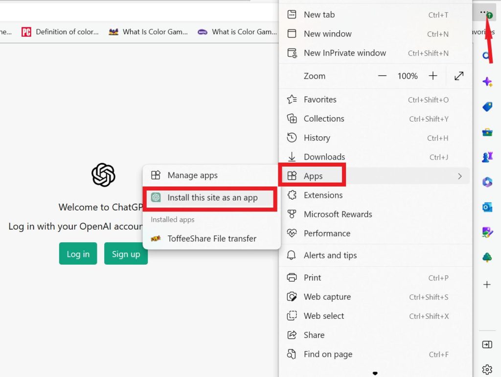 Install chat GPT Using Microsoft Edge