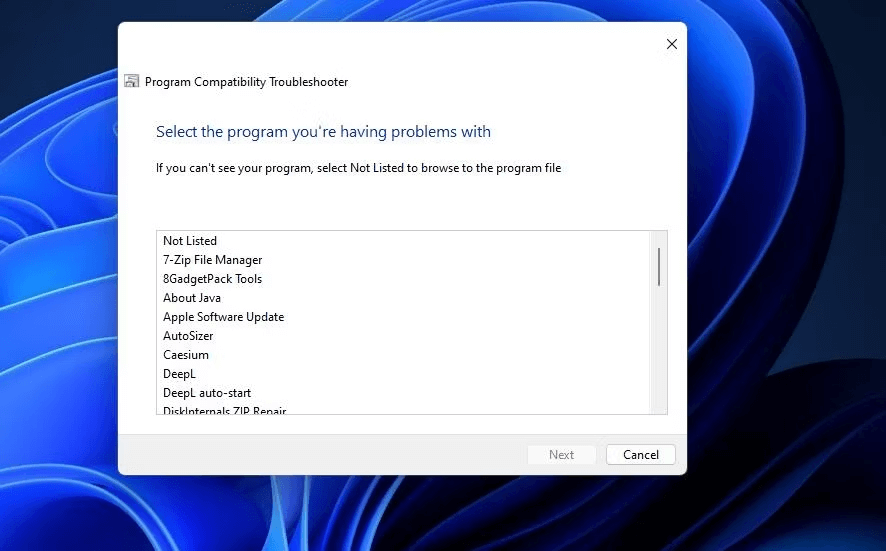 Launch The Program Compatibility Checker