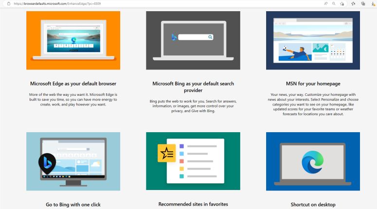 Microsoft as the default browser