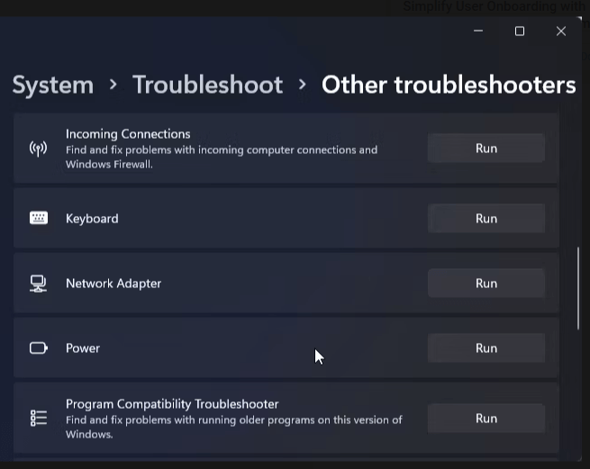 Network Adapter troubleshooter