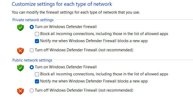 Public network settings