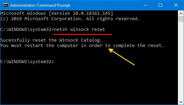 Reset The Network Using The Command Prompt