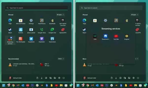 Start Menu Folders