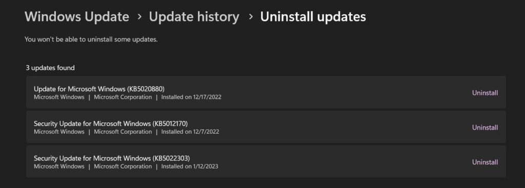 Uninstall