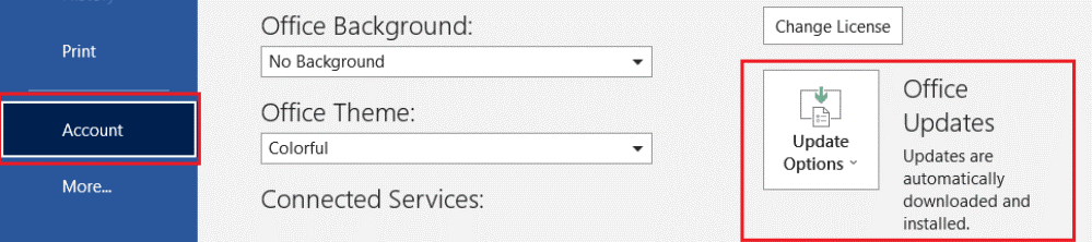 Update options