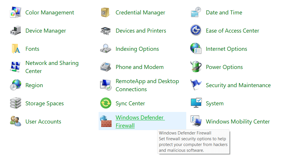 Windows Defender Firewall