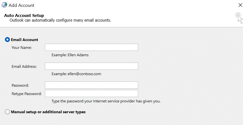 clicking on Add Account