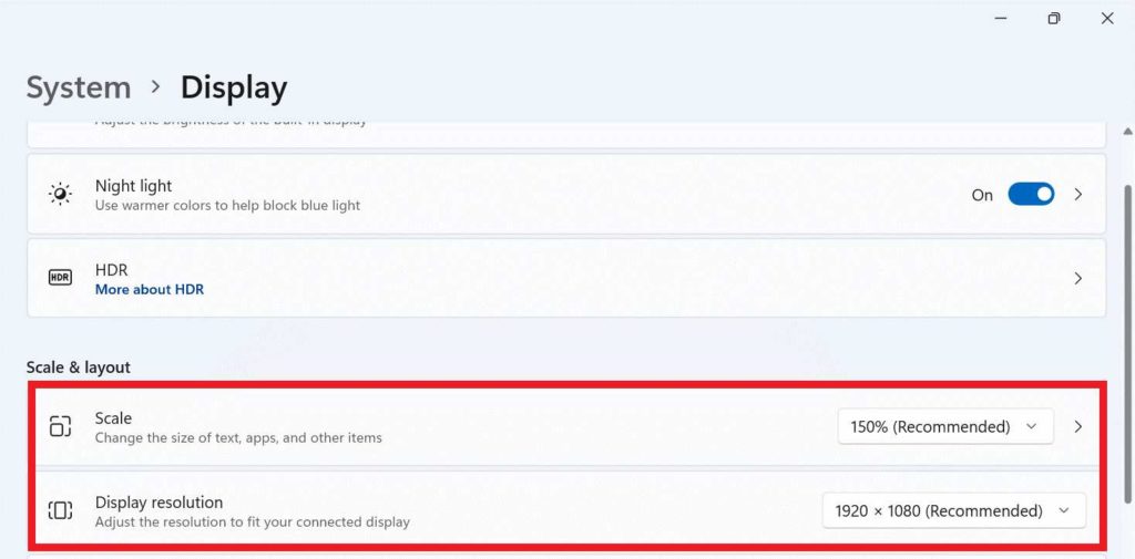 recommended settings
