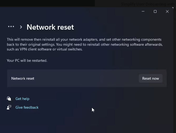 reset the network