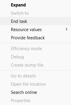 select End Task