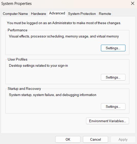 system properties