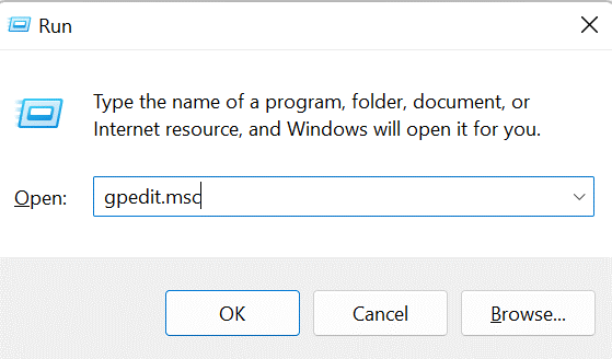 the RUN dialog box
