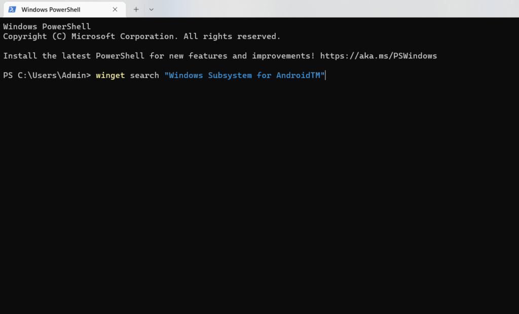 winget search Windows Subsystem
