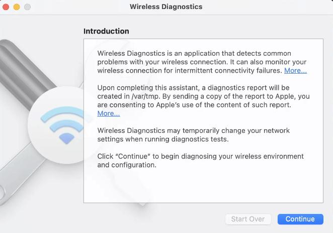 wireless diagnostics continue