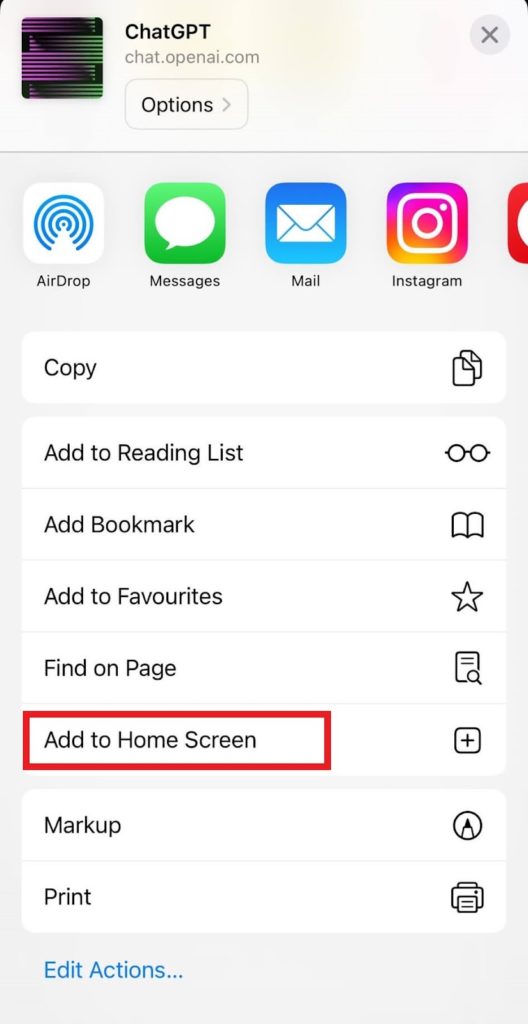 Add to Home Screen on ios
