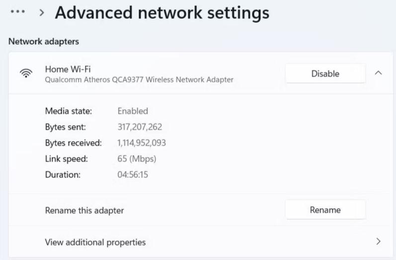 Advanced network settings