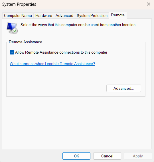 Allow remote assistance