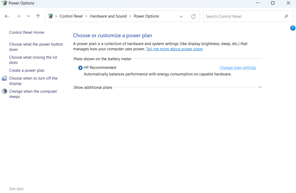 Change plan settings