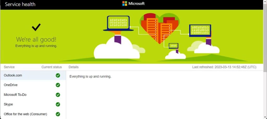 Check the Microsoft Server Status