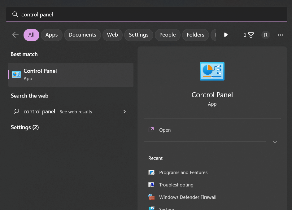 Control Panel