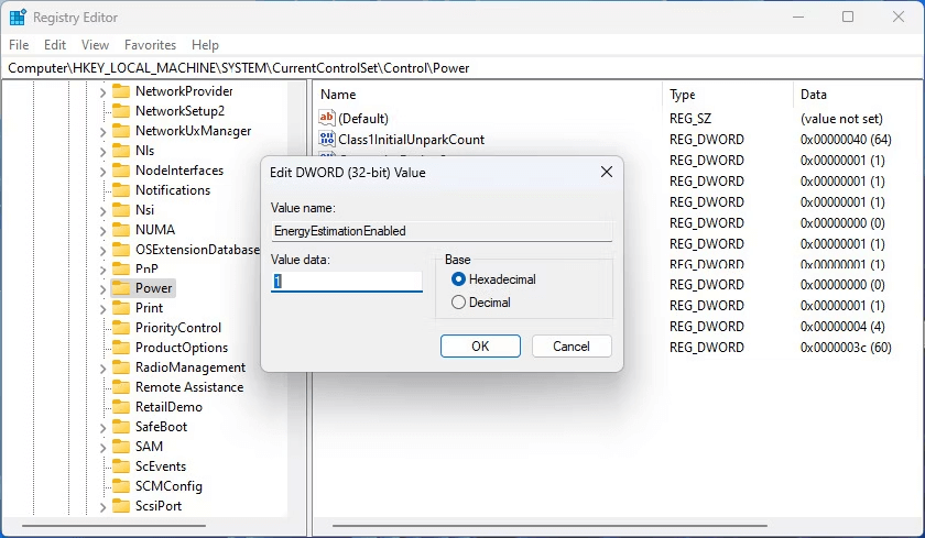 Control key in the left panel